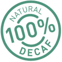 Green circular stamp reads Natural 100% Decaf—perfect for Hilltop Pet Food goodWood Coffee Wood Chewable Stick for Dogs.
