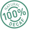 Green circular stamp reads Natural 100% Decaf—perfect for Hilltop Pet Food goodWood Coffee Wood Chewable Stick for Dogs.