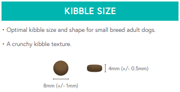 Hilltop Grain Free Adult Dog Food SMALL BREED features 8mm x 4mm crunchy kibble with digestible lamb protein.