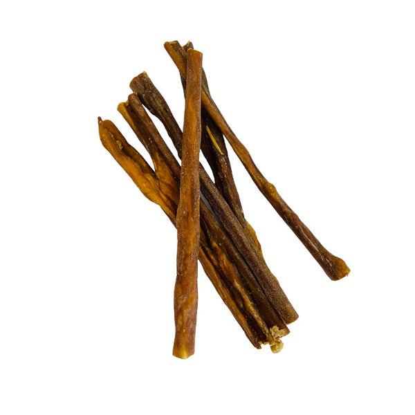 Hilltop Pet Food Beef Spaghetti—brown, twisted dog treats piled on white—perfect for training rewards.