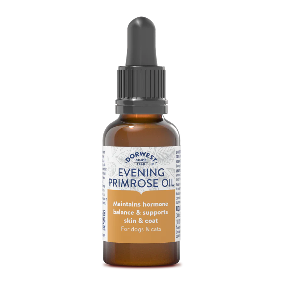 Hilltop Pet Food Dorwest Evening Primrose Oil Liquid for Dogs & Cats, rich in gamma linolenic acid for skin & coat.
