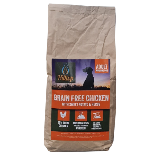 Hilltop Pet Food Grain Free Adult Dog Food – Chicken, Sweet Potato & Herbs for working dogs.
