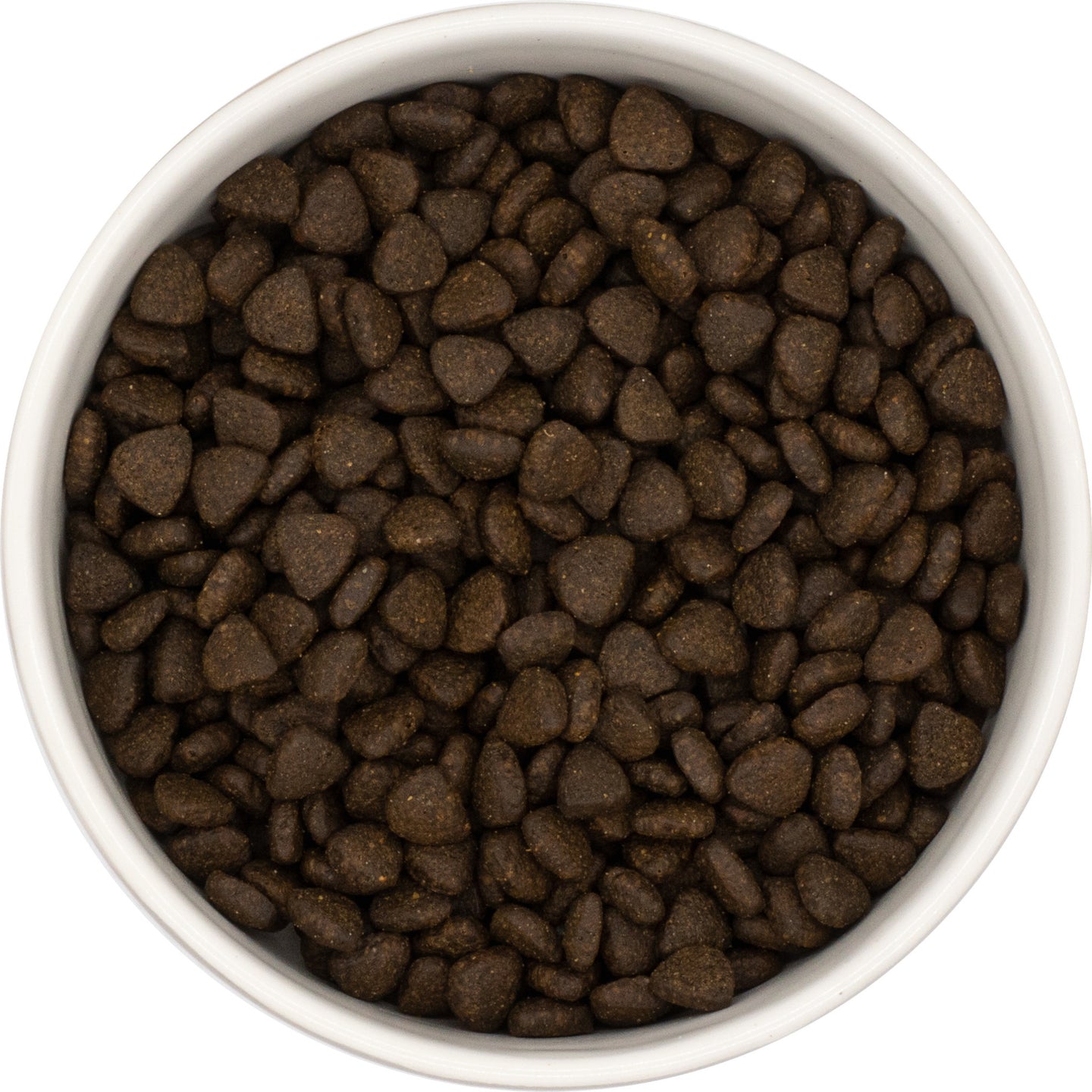 A white bowl of Hilltop Superfood 65 Puppy Dog Food, Scottish Salmon, made with Freshtrusion by Hilltop Pet Food.