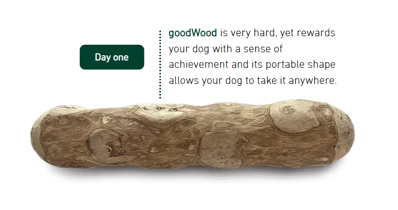 Hilltop Pet Foods goodWood Coffee Wood Chewable Stick is durable, portable, and supports dogs dental care.